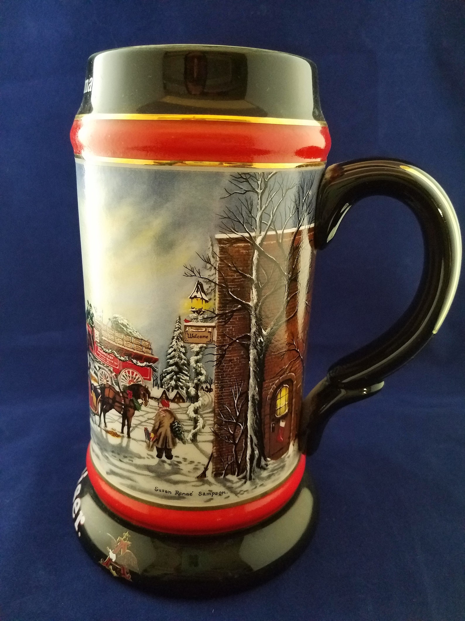 Budweiser Christmas Mug Stein 1992 Vintage Excellent. FREE Etsy Norway