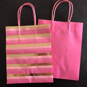 Set of 6 Gift Bags, Pink, Gold Foil, Party Gift Bags, Use for Many Occasions, Birthdays, Anniversary, Baby/Bridal Shower, Celebrate It