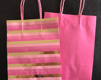 Set of 6 Gift Bags, Pink, Gold Foil, Party Gift Bags, Use for Many Occasions, Birthdays, Anniversary, Baby/Bridal Shower, Celebrate It
