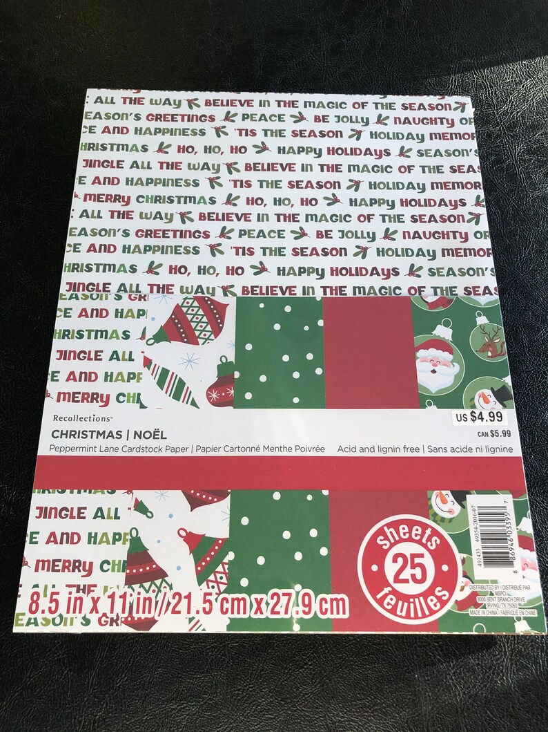 Christmas Cardstock Pack of 25 Sheets Size 8.5x11 Many Etsy