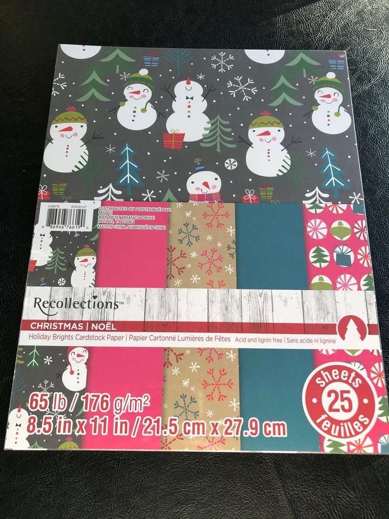 Christmas Cardstock Pack of 25 Sheets Size 8.5x11 Many Etsy