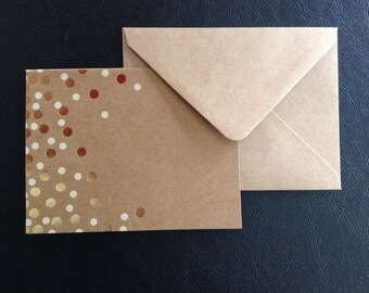 Kraft Cards with Gold Foil Polka Dots: A2 Card Set