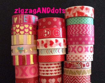 WS V2: Valentine Washi Tape Samples, 5 Samples, 24 Inches, Over 30+ Samples to Choose From, Scrapbooking, Planner Decorations