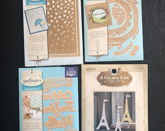 Spellbinders Die Cuts: Hearts, Wreath, Eiffel Tower, Sentiments