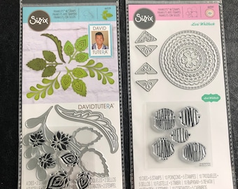 Sizzix Framelits Dies and Stamps Set: Greenery, Sentiments, Candle Jar