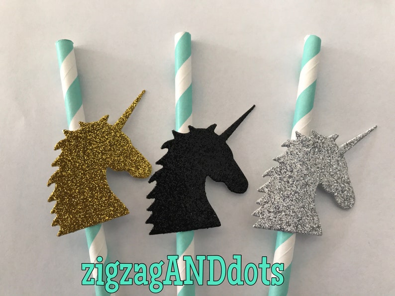 Set of 12 Decorative Straws, Unicorn, Party Straws, Birthday, Party Ideas, Unicorn Party Ideas, Unicorn Straws, Many Colors Available image 1