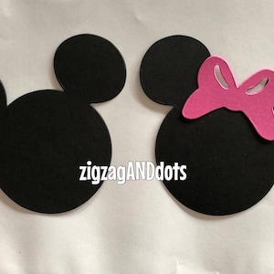Set of 12 Mickey Mouse or Minnie Mouse Die Cuts, Embellishments, Scrapbooking, Card Making
