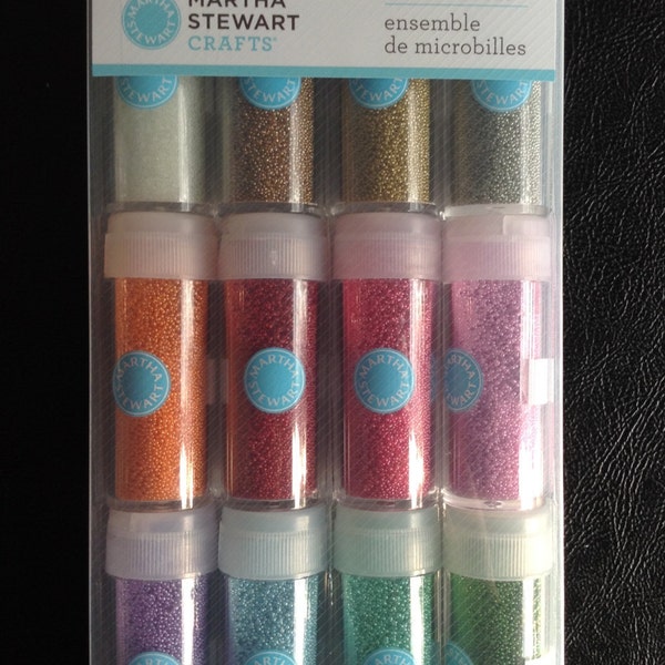 Set of 12 Tubes of Microbeads, Various Colors, Scrapbooking, Card Making, Craft Project, Craft Supplies, Martha Stewart