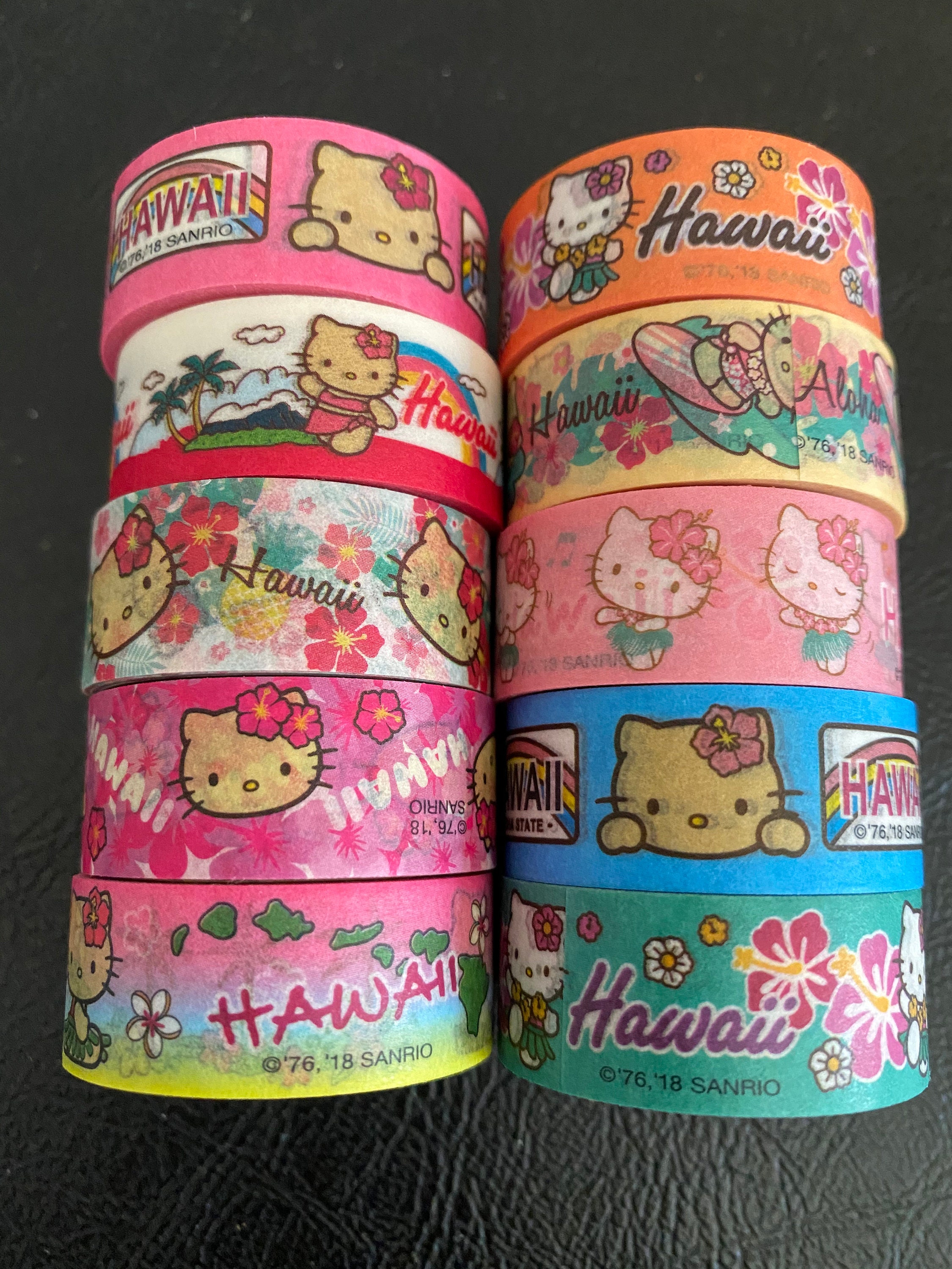 WS42B: Hello Kitty Washi Tape Samples, 18 Inches, Hawaii, Floral