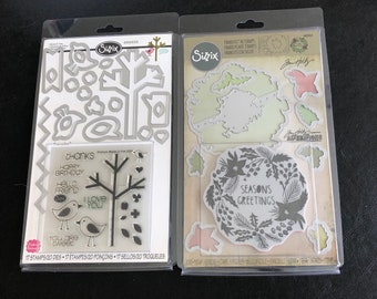 Set of Stamps & Dies, Framelits, Various Designs, Birds, Trees, Flowers, Christmas, Sizzix, Scrapbooking, Card Making, Your Choice of 1 Pack