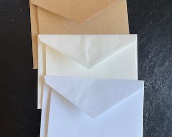 Set of 12 Blank Cards with Matching Envelopes, Cream Cards, White Cards, Kraft Cards, Blank Cards for Making Handmade Cards, Size 5x6.5”