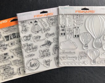 Clear Stamps, Your Choice of 1 Pack, Birthday Sentiments, Baby, and Bridal Theme, Scrapbookin, Card Making, Fiskars, Lia Griffith