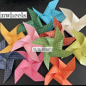 Set of 4 Pinwheels for Birthday Parties, Pinwheel Decorations, Pinwheel Cake Toppers, Decorative Pinwheels, Polka Dots Pinwheel, Party Decor