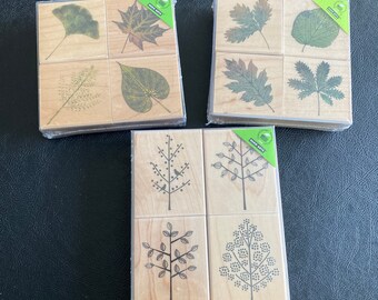 Set of 4 Rubber Stamps, Leaves and Tree Designs, Foliage, Rubber Stamps, Scrapbooking, Card Making, Hero Arts, Your Choice of 1 Set