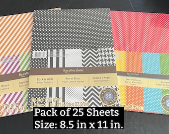 Stripes & Polka Dots Cardstock: Scrapbooking Paper (25 Sheets)