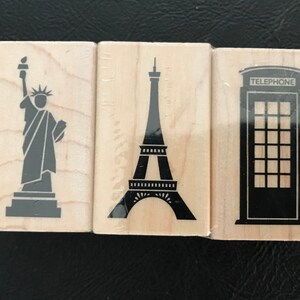 Paris & NYC Rubber Stamps - Scrapbooking Stamp Set of 3