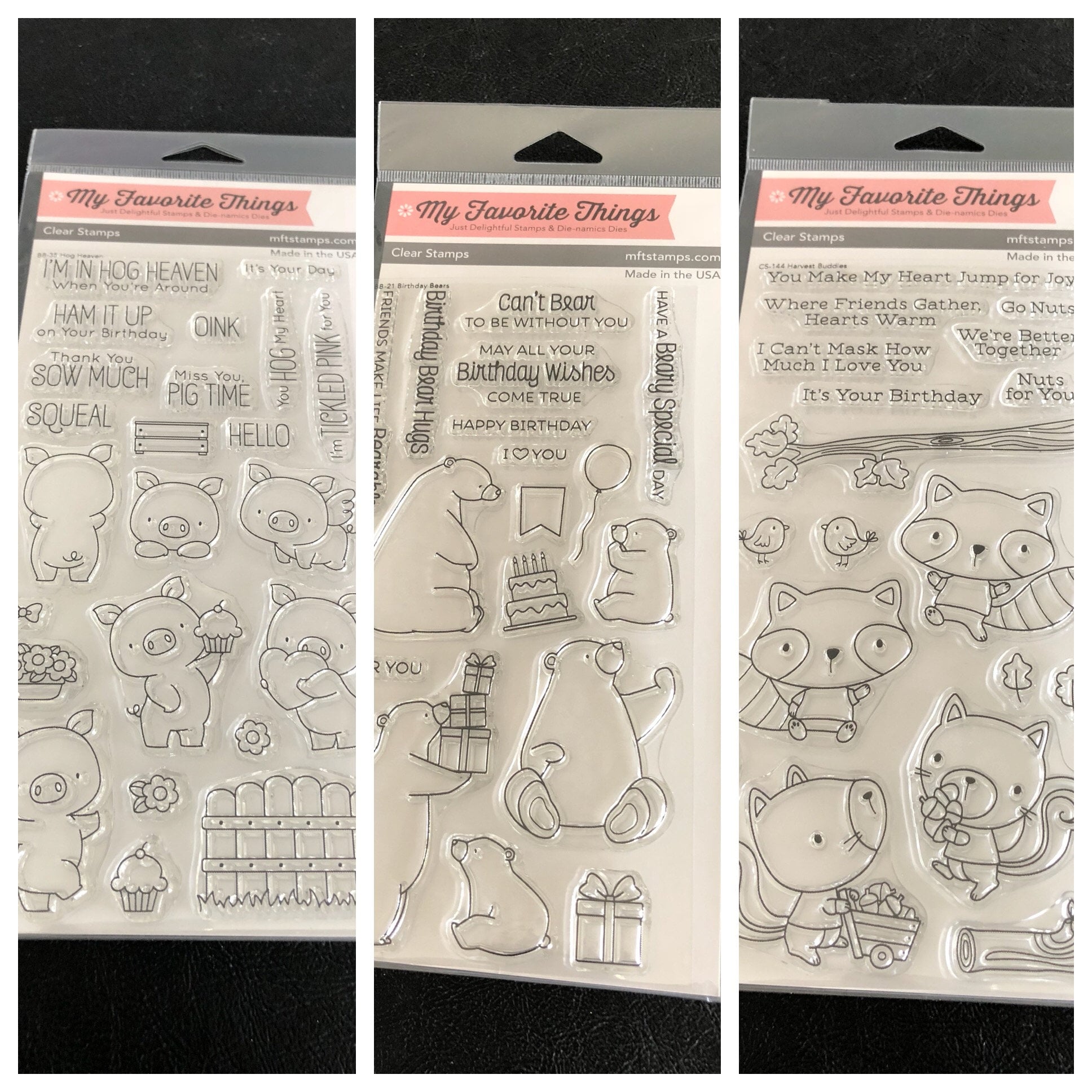 My Favorite Things Stamps and Dies Set: Pig, Bear, Squirrel, Raccoon - Etsy