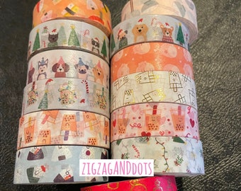 WS113: Washi Tape Samples, 24 Inches, Sushi Washi, Boba, Bao Washi, Lunar New Year Washi, Christmas Washi, Foil Tape, Asian Theme Washi Tape