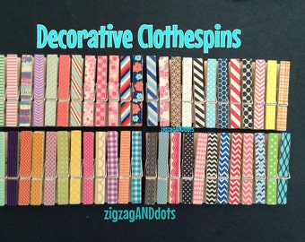 Washi Tape Decorative Clothespins: Set of 8, Standard Size
