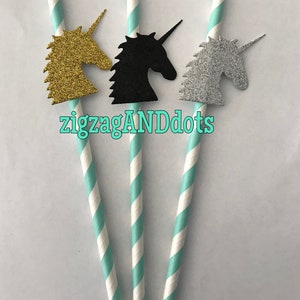 Set of 12 Decorative Straws, Unicorn, Party Straws, Birthday, Party Ideas, Unicorn Party Ideas, Unicorn Straws, Many Colors Available image 2