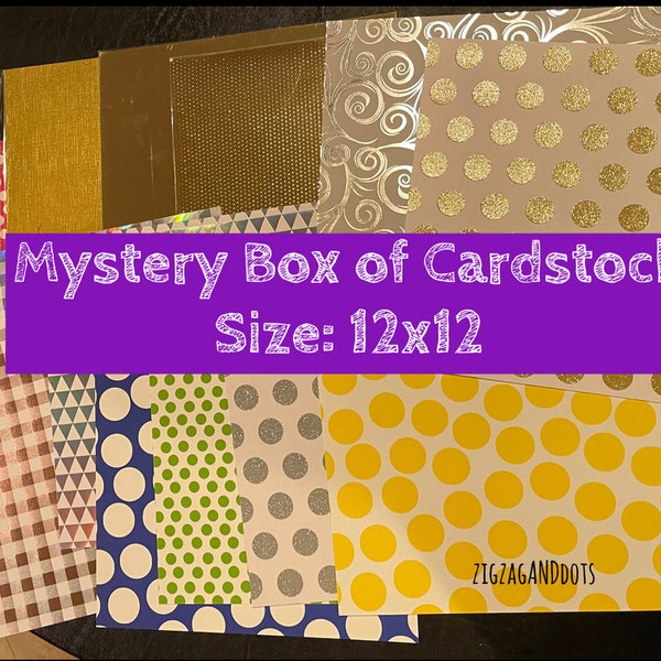 Mystery Box of 12x12 Cardstock, 12x12 Cardstock, Cardstock for Scrapbooking, Glitter Cardstock, Holiday Cardstock, Craft Cardstock