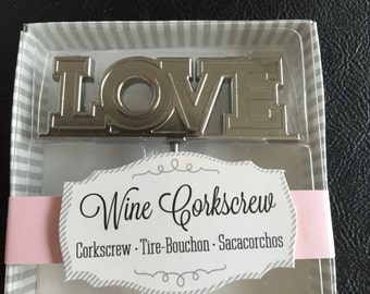 LOVE Wine Corkscrew, Wedding Party Favor, Anniversary, Bridal Shower, Valentine’s Day