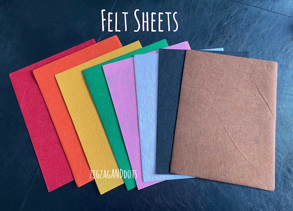Set of 5 Felt Sheets, Stiff Felt Sheets, 12x9 Inches Felt Sheets, Various  Colors Felt Sheets, Scrapbooking, Craft Supplies, Kids Craft 