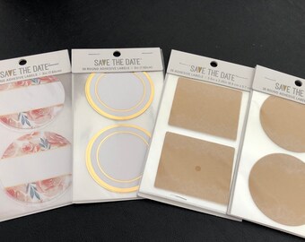 Adhesive Labels, Various Designs, Foil, Floral, Kraft, Round, Square, Save the Date, Many Uses, Your Choice of 1 Pack