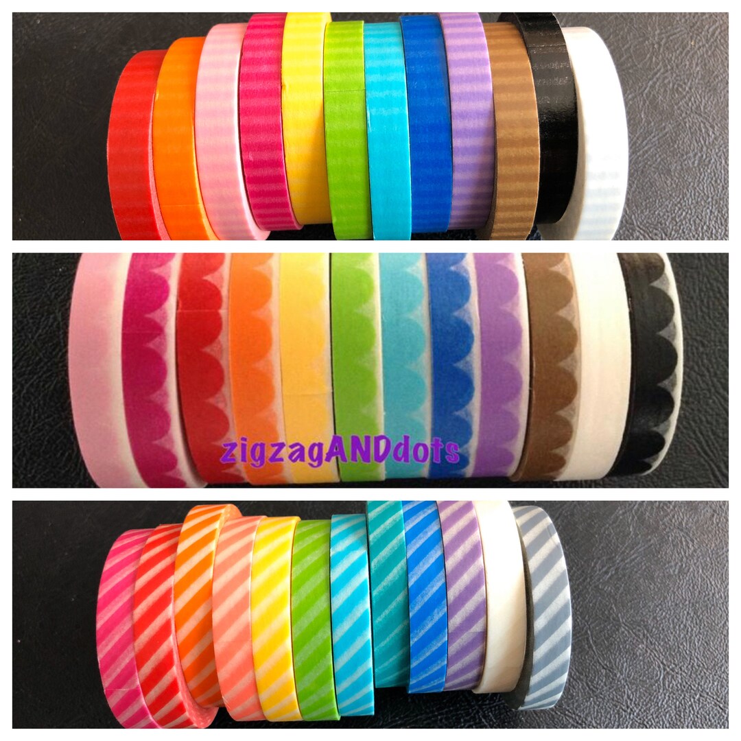 WS31: Washi Tape Samples, 18 Inches, Scallop, Stripes, Diagonal Stripes ...