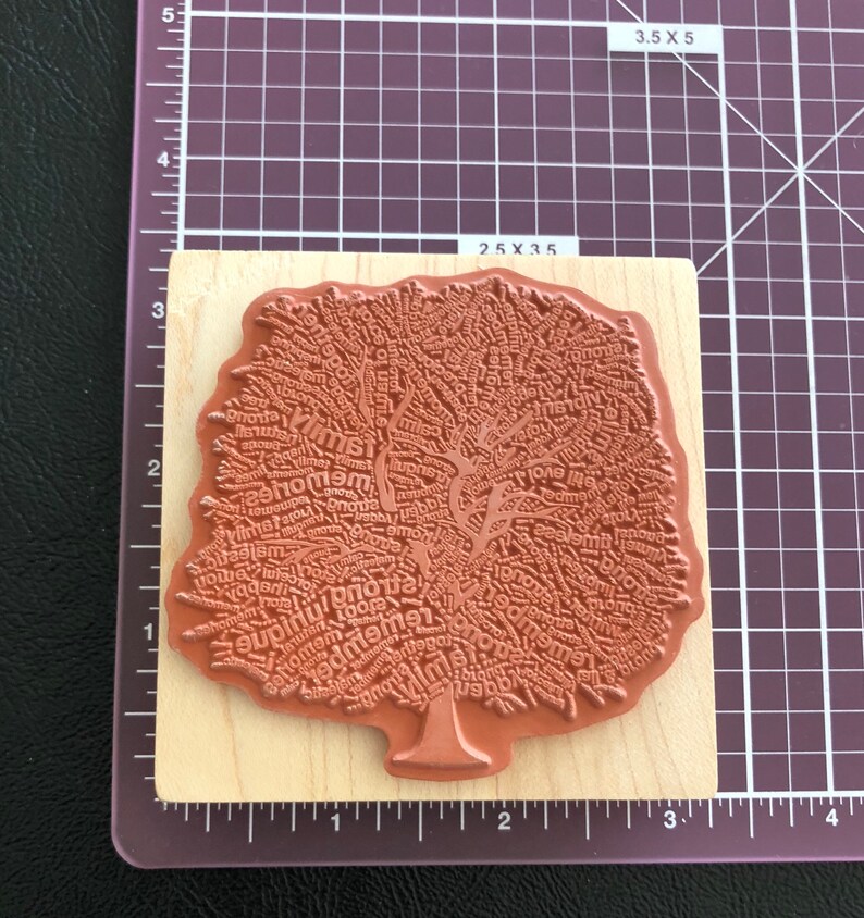 Rubber Stamp on Wood Block Various Tree Designs Sentiment Etsy