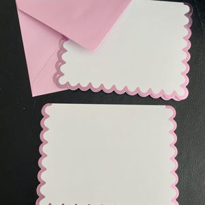 Pink Foil Scallop Cards with Envelopes: Handmade Blank Note Card Set
