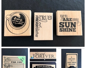 Rubber Stamp on Wood Block, Rubber Stamps, Happy Birthday Stamps, Banner Rubber Stamp, Stamps for Scrapbooking, Stamps for  Card Making