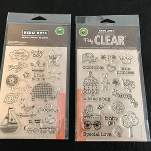 Clear Stamps, Baby Theme, Boy and Girl Set, Sentiments, Scrapbooking, Card Making, Your Choice of 1 Pack, Hero Arts