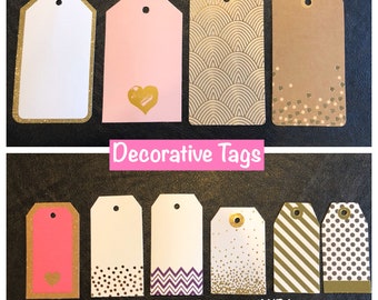 Decorative Gift Tags: Glitter & Foil Designs, Set of 12