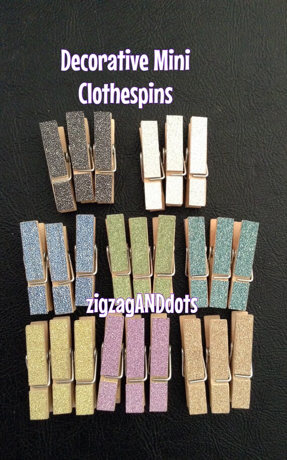 Set Of 8 Mini Decorative Clothespins Glitter Washi Tape Etsy