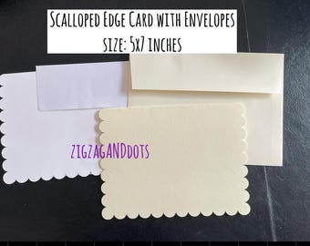 Scalloped Edge Blank Cards with Envelopes: 5x7 Handmade Card Making