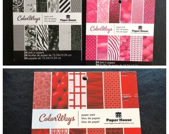 6"x6" Scrapbook Paper Pad: Fuschia Pink or Black, 24 Double-Sided Sheets