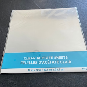 Set of 12 Clear Acetate Sheets, 12x12 Acetate Sheets, Acetate for