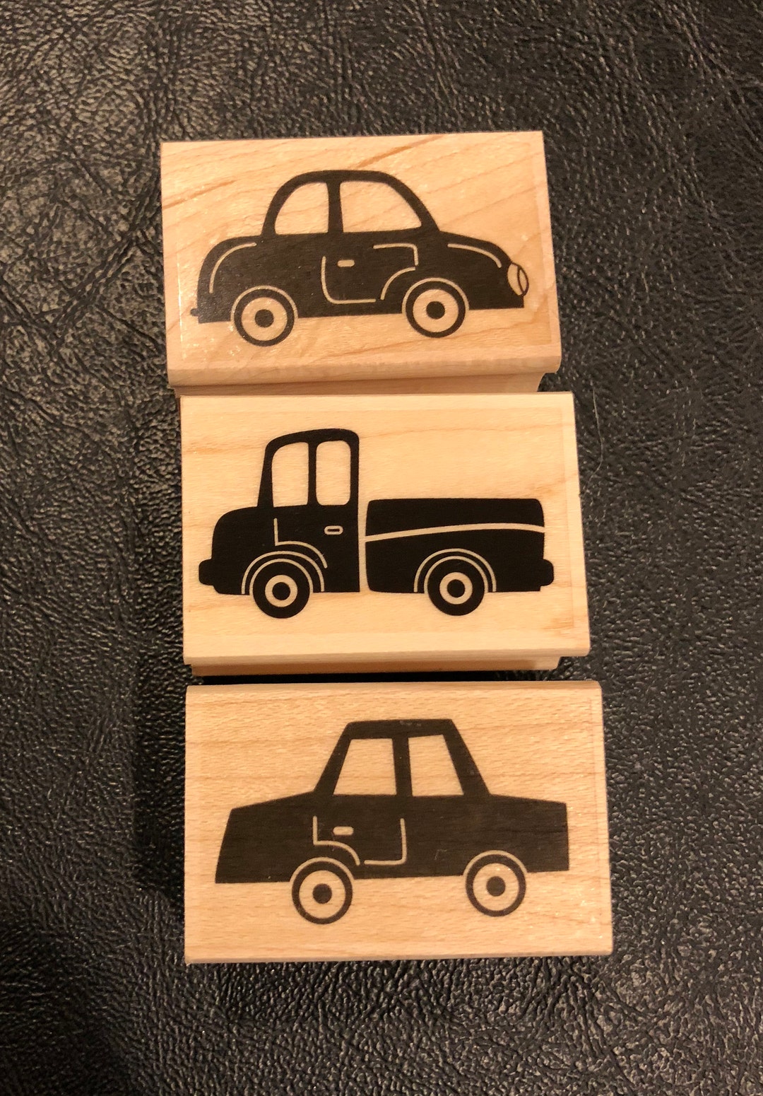Rubber Stamp on Wood Block Car Designs Scrapbooking Card Etsy