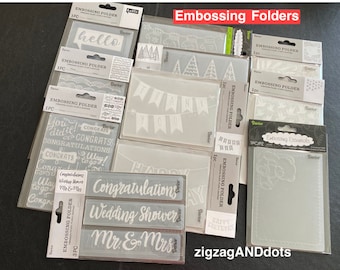 Embossing Folders, Your Choice of 1 Pack, Various Designs, Thank You, Happy Birthday, Hello, Trees, Congrats, Etc, Scrapbooking, Card Making