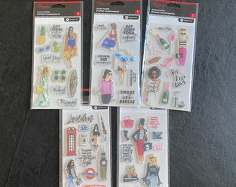 Chic Ladies Clear Stamps: Yoga, Beach, London, Girlboss