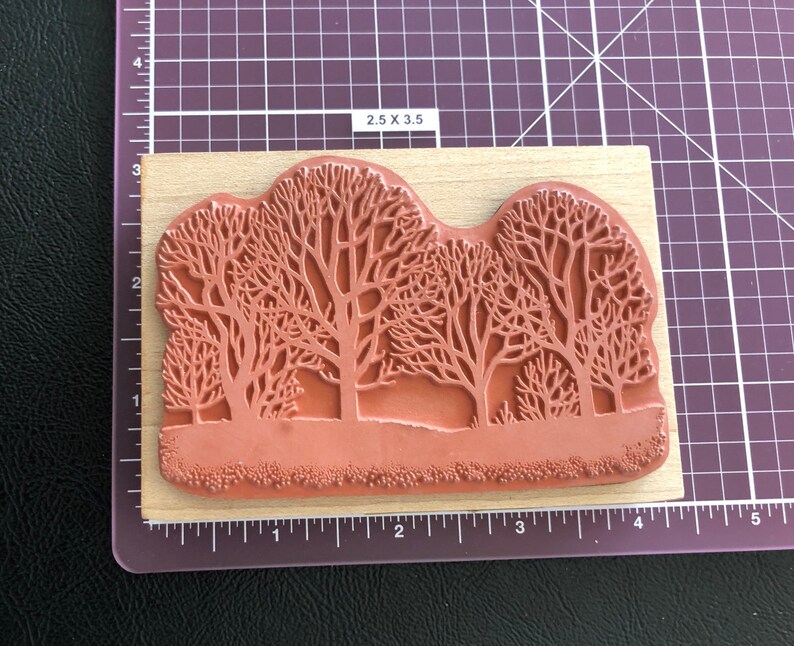 Rubber Stamp on Wood Block Various Tree Designs Sentiment Etsy