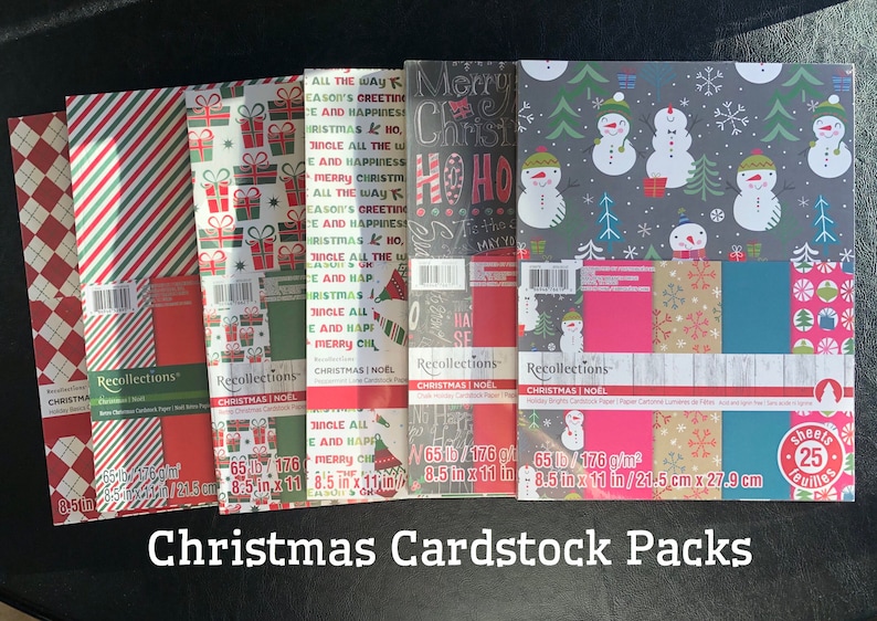 Christmas Cardstock Pack of 25 Sheets Size 8.5x11 Many Etsy