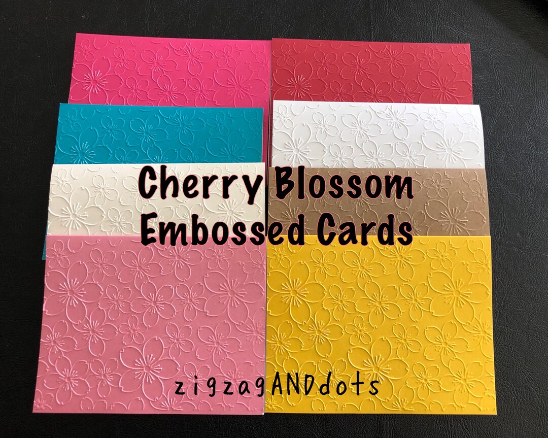 Handmade Cherry Blossom Embossed Cards - Set of 4 - Etsy