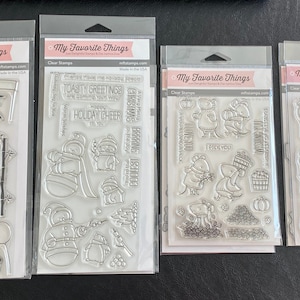 Stamps and Matching Dies Set, Various Designs, Panda Bear, Mouse, Lions, Tigers, Snowman, Penguins, My Favorite Things, Your Choice of 1 Set