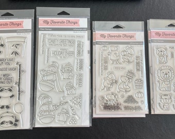 Animal Stamps and Dies Set: Panda, Mouse, Lions, Tigers