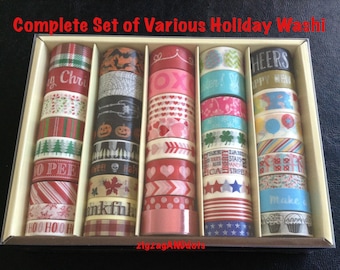 Complete Box Set of Washi Tape, Total of 44 Various Washi Tape, Holiday Theme Washi, Scrapbooking, Recollections