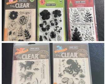 Clear Stamps, Layering Stamps, Flowers, Trees, Goldfish, Octopus, Sentiments, Cardmaking, Scrapbooking, Hero Arts, Your Choice of 1 Pack