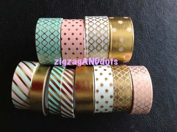 Metallic Washi Tape, Foil Washi, Colors Gold, Pink, and Teal, Various  Designs, Planner Decorations, Scrapbooking, Your Choice of 1 Roll 
