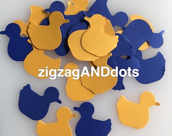 50 Blue & Yellow Duck Die Cuts: Baby Shower Confetti